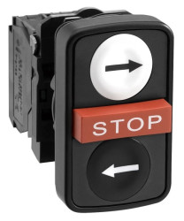 Przycisk biały kryty/czerw. wyst./czarny kryty trzyklawiszowy O22 1NO+1NC+1NO XB5AA711237