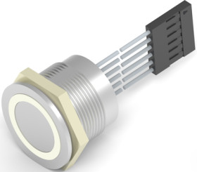 Vandal-proof pushbutton, 1 pole, silver, illuminated  (RGB), 1 A/24 VDC, mounting Ø 22.2 mm, IP68, 2342842-1