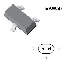 BAW56LT1 Dioda przełączająca podwójna SOT-2370V; 0,2A; 6ns; SOT23; Ufmax: 1,25V; 300mW cena netto