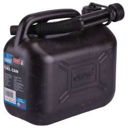 Draper 09053 HDPE Plastic Fuel Can, 5L, Black - 09053