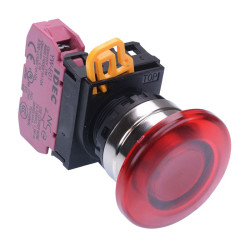 YW4L-A4E01Q0R Red 22mm Metal Bezel Mushroom Maintained Push Button Switch NC IP65 IDEC