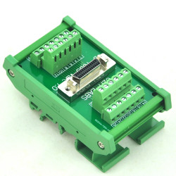 CZH-LABS DIN Rail Mount 26-pin Half-Pitch/0.05&quot; D-SUB Female Interface Module, DSUB, SCSI.