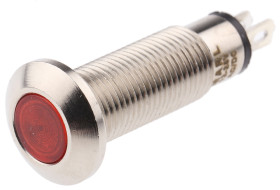 Wskaźnik do montażu panelowego 537 Wskaźnik sygnalizacyjny LED Czerwony Końcówka lutownicza Marl 28V dc 8.1 mm IP67
