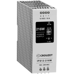 Crouzet 89452241 Industrial PSU 12V 18A 216W Compact DIN Rail Mount