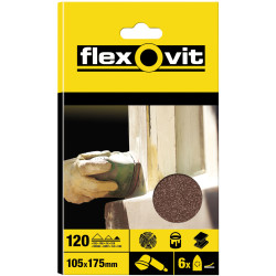Flexovit 63642526405 Detail Hook &amp; Loop Sanding Sheets 105 x 175mm Fine 120G