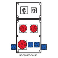 Rozdzielnica 0-1(32A) 0-1(16A) 1x5x32A 2x5x16A 4x3x16A INA=32A SB-008605-S0140-54