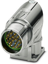 Surface-mounting plug, M23, 17 pole, crimp connection, standard/ONECLICK quick locking system, angled, 1628496