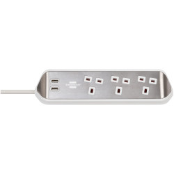 Brennenstuhl 1153593420 estilo Corner Extension Lead 240V 3-Gang 13A White 2m