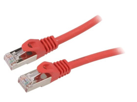 Patch cord S/FTP 6a drut Cu LSZH czerwony 15m 27AWG PP6A-LSZHCU-R-15M