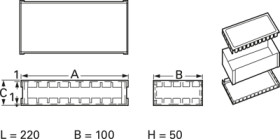 Sheet steel RF enclosure, (L x W x H) 220 x 100 x 50 mm, natural, 622 03 16