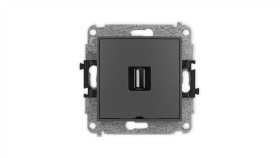 Icon Mechanizm Gniazda Pojedynczego Usb A-A 2.0, Bez Pola Opisowego Grafitowy...