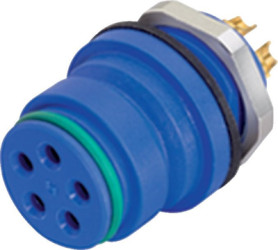 Panel socket, 5 pole, solder connection, snap lock, straight, 99 9116 60 05