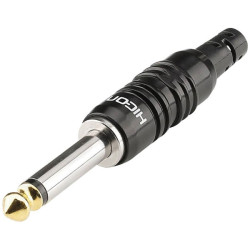 Hicon HI-J63SA05 6.35mm Audio Jack Plug Right Angle 3 Pins Silver Goldtip
