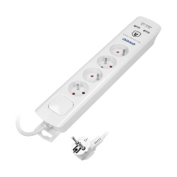 Listwa przeciwprzepięciowa 4x2P+Z 2xUSB 3X1 z wyłacznikiem biały OR-AE-13243/W/3M