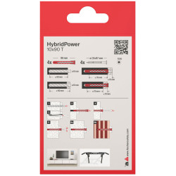 Fischer 577393 HybridPower Dowel set 90 mm 4 pcs Durable jointing biscuits