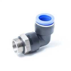 Złączka pneumatyczna wtykowa kątowa do węża fi 16 mm, G 1/2 GZ, tworzywo sztuczne