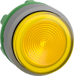 Pushbutton, for universal LED, illuminable, waistband round, yellow, front ring light gray, mounting Ø 22 mm, ZB5AW183SC0