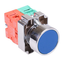 Techna PtecMetPNBlue Blue Flush Push Button Switch Metal 10A 1NO-1NC