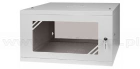 Szafa rack 4U, wisząca, 19", 450mm gł., drzwi szklane, do montażu