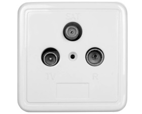 Gniazdo antenowe TV-SAT 1dB 5-2400MHz /z puszką n/t i plakietką/ 68852