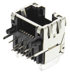 Złącze RJ45 Żeński Złącze RJ45 Montaż na panelu, otwór Cat5e Hirose, 90°, 8P8C-żyłowe