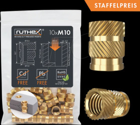 GE-M8X127-001 3D printing, threaded inserts, M10x12.7, pack of 10