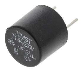 Bezpiecznik nieresetowalny 1.6A 250V ac Schurter T Termoplastyczne 35 A przy 250 V AC, 50 A przy 125 V DC rozstaw 5.08mm