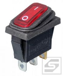 Przełącznik hermetyczny KCD1R-230V 15A/250VAC;podśw. czerwony;ON-OFF;