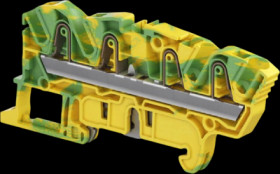 Protective conductor terminal, spring-clamp connection, 0.5-6.0 mm², 4 pole, 8 kV, yellow/green, 1SNK706152R0000