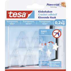 tesa 77734-00000-00 small Adhesive hook transparent reusable 5pcs