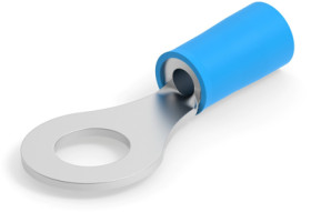 Insulated ring cable lug, 1.04-2.62 mm², AWG 16 to 14, 6.35 mm, M6, blue, 130114