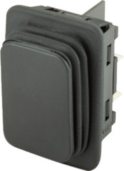 Rocker switch, black, 2 pole, (On)-Off-(On), pushbutton (changeover switch), 12 (4) A 250 VAC 1E4, IP65, unlit, unprinted, 1939.