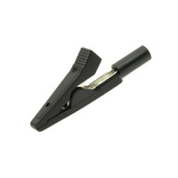 Krokodylek 2mm plastik czarny 27.187.2 - na przewód miernika / 10621