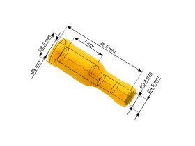 1x Konektor rurkowy żeński fi-5mm na kabel 4-6mm2 żółty izolowany