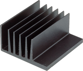 Extruded heatsink, (L x W x H) 50 x 46 x 25 mm, 6.7 to 3.75 K/W, black anodized, 10019025