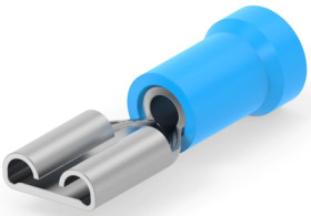 Insulated flat plug sleeve, 6.35 x 0.81 mm, 1.0 to 2.5 mm², AWG 17 to 13, phosphor bronze, tin-plated, blue, 9-160313-5