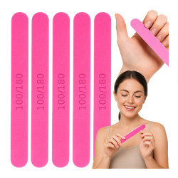 Pilnik Prosty Do Paznokci Różowy 100/180 5szt