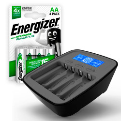 ZESTAW Ładowarka akumulatorków Ni-MH everActive NC-1000M v2 + 4x Akumulatorki R6 ENERGIZER POWER PLUS 2000 HR6