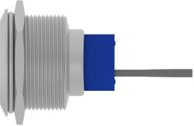 Vandal-proof pushbutton switch, 1 pole, silver, unlit , 3 A/250 VAC, mounting Ø 25.2 mm, IP67, 2317655-2