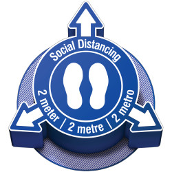 Oznaczenie dotyczące dystansu społecznego, Winyl, Niebieski/biały, Social Distancing 2 meter