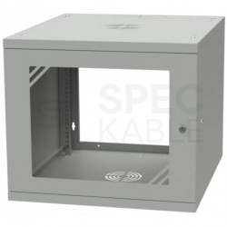 Szafa wisząca RACK 19" 9U 600mm drzwi szklane szara BASIC