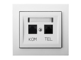 KIER Gniazdo komputerowo/telefoniczne RJ 45 kat.5e (8-stykowe) + RJ 11 (6-stykowe) biały GPKT-W/K/00 OSPEL