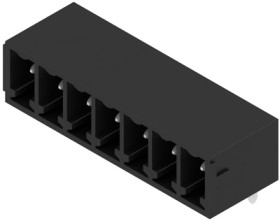 Pin header, 7 pole, pitch 3.81 mm, angled, black, 1037930000