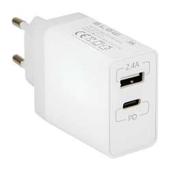Ładowarka sieciowa USB + USB-C 30W