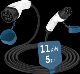 1900-0117 Type 2 cable, for electric vehicles, 11 kW, 16 A, 3 phases, 5 m,