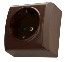 BIS Gniazdo pojedyncze z/u Schuko z przesłonami brązowe GN-1BSP/24