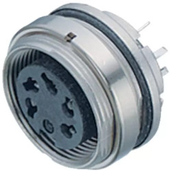 Panel socket, 3 pole, THT, screw locking, straight, 09 0108 99 03