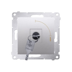 Simon 54 Łącznik na kluczyk chwilowy – przycisk 2 pozycyjny 0-I styk N/O 5 A srebrny mat DP1K.01/43