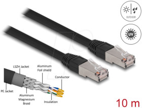 80130 RJ45 Network Cable Cat.6A S/FTP PE Outdoor 10 m black