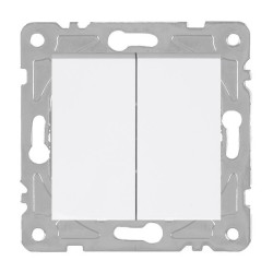 Włącznik światła schodowy podwójny, montaż podtynkowy, kolor biały QUAD Electromalt, QAD1009W